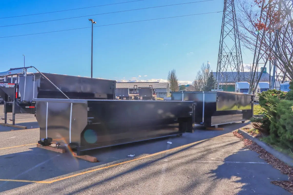 Roll-off dumpster ready for waste disposal at job site for 10 Yard Dumpster Rental in Searcy